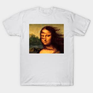 Funny Mona Lisa wind in hair T-Shirt